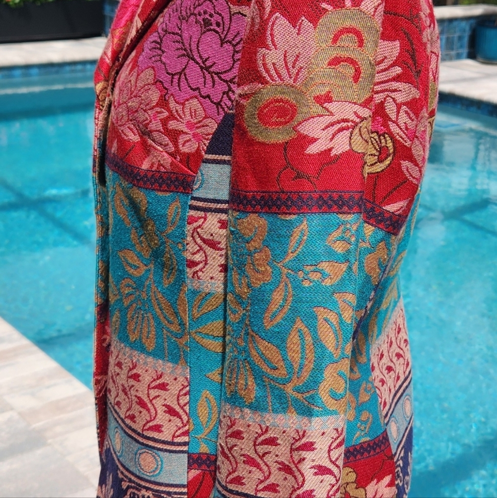 Coldwater Creek Red and Blue Floral Blazer - Picture 2 of 5